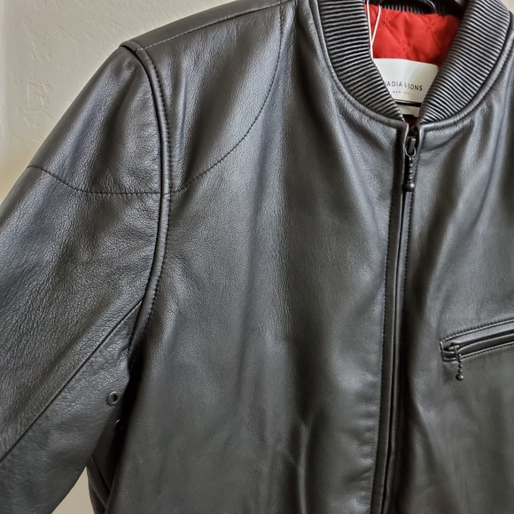 NWT Leather Ovadia & Sons Checker Print Biker Jacket - Picture 3 of 16